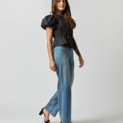 ULLA JOHNSON Mila Top In Noir 15 ULLA JOHNSON Mila Top In Noir -Modezzia Sales S72360 3385