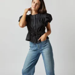 ULLA JOHNSON Mila Top In Noir 11 ULLA JOHNSON Mila Top In Noir -Modezzia Sales S72360 3410