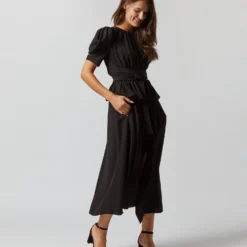ULLA JOHNSON Marion Dress In Noir 15 ULLA JOHNSON Marion Dress In Noir -Modezzia Sales S72361 2273