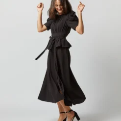 ULLA JOHNSON Marion Dress In Noir 13 ULLA JOHNSON Marion Dress In Noir -Modezzia Sales S72361 2290