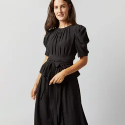 ULLA JOHNSON Marion Dress In Noir 16 ULLA JOHNSON Marion Dress In Noir -Modezzia Sales S72361 2304
