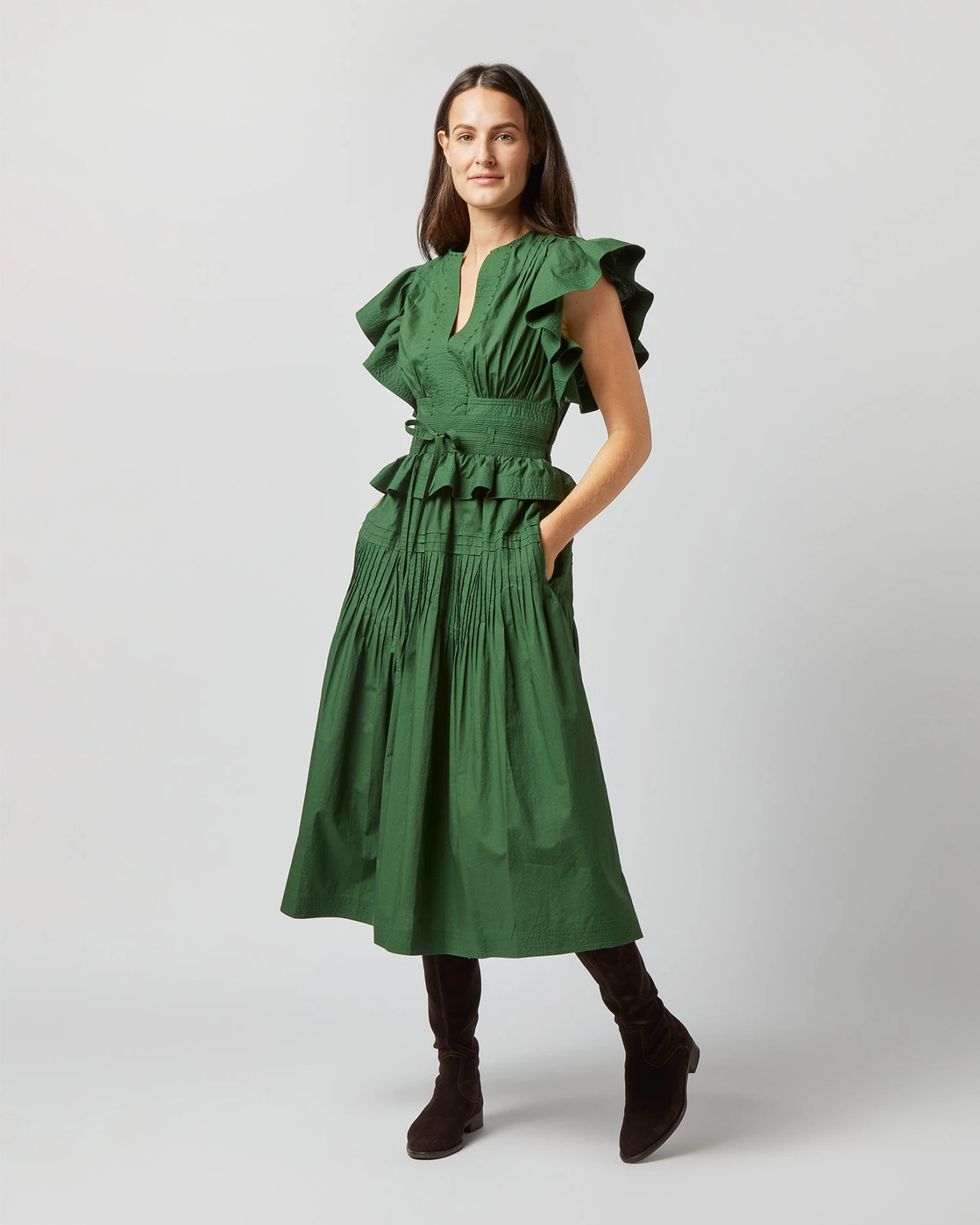 ULLA JOHNSON Florence Dress In Juniper 3 ULLA JOHNSON Florence Dress In Juniper