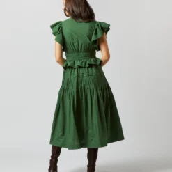 ULLA JOHNSON Florence Dress In Juniper 12 ULLA JOHNSON Florence Dress In Juniper -Modezzia Sales S72362 1140