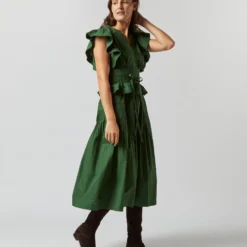 ULLA JOHNSON Florence Dress In Juniper 13 ULLA JOHNSON Florence Dress In Juniper -Modezzia Sales S72362 1162