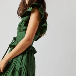 ULLA JOHNSON Florence Dress In Juniper 17 ULLA JOHNSON Florence Dress In Juniper -Modezzia Sales S72362 1192