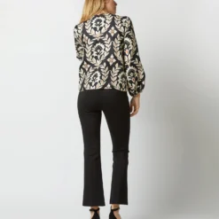 Charming Top In Ghirlanda Black Silk Twill -Modezzia Sales S72952 1535