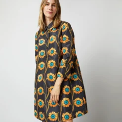 Short Artemis Dress In Daisychain Black Faille -Modezzia Sales S72957 378