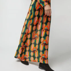 Long Sleeve Swing Dress In Arcturus Blue Petrol Velvet Devoré -Modezzia Sales S72958 268