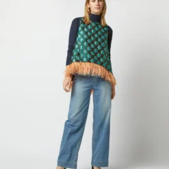 La Scala Top In Winter Sun Emerald Jacquard -Modezzia Sales S72960 1080