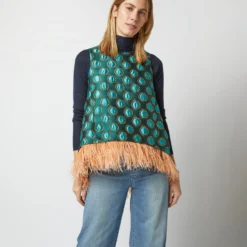 La Scala Top In Winter Sun Emerald Jacquard -Modezzia Sales S72960 1085