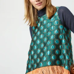 La Scala Top In Winter Sun Emerald Jacquard -Modezzia Sales S72960 1099