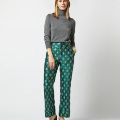 Hendrix Pant In Winter Sun Emerald Jacquard