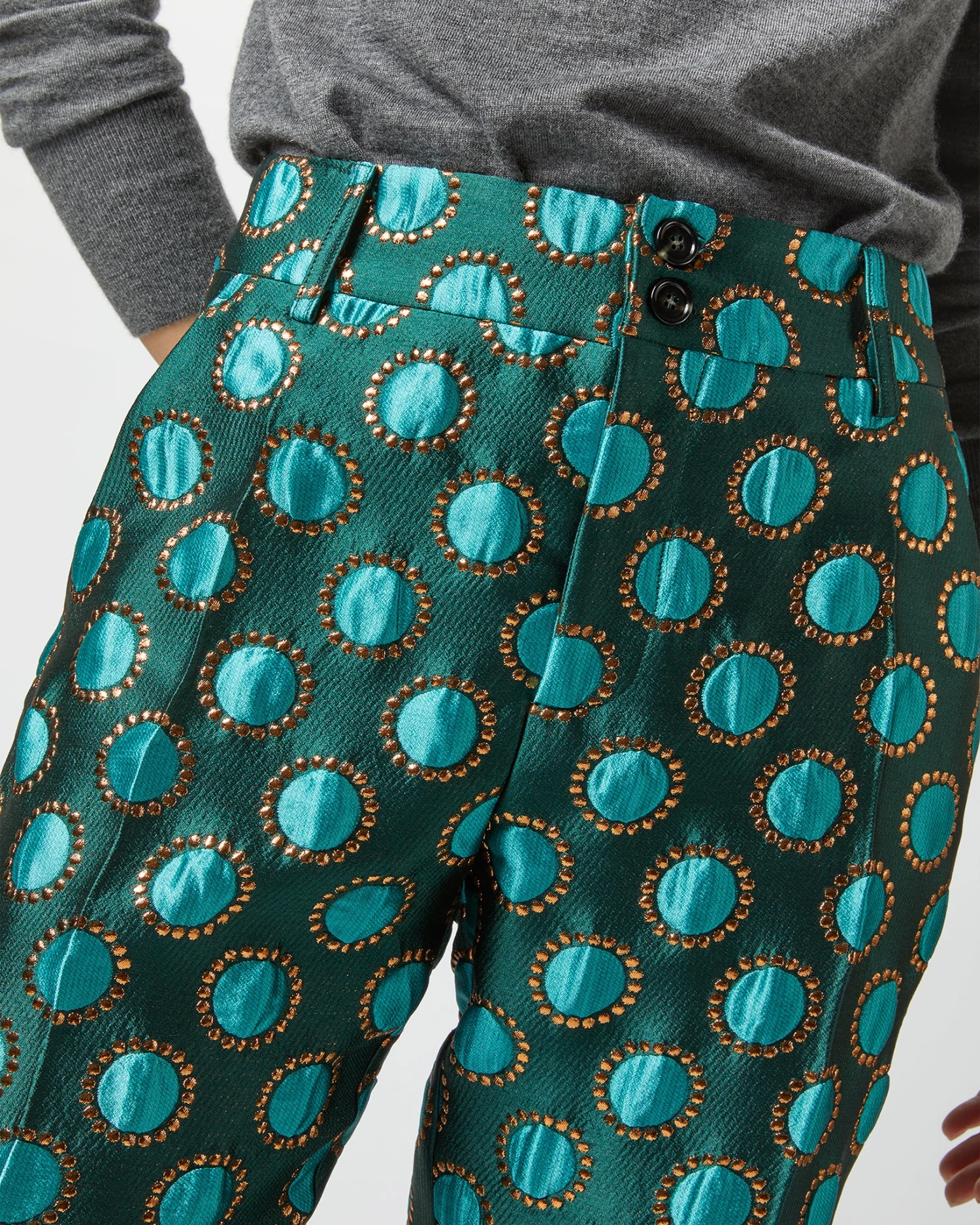 Hendrix Pant In Winter Sun Emerald Jacquard 4 Hendrix Pant In Winter Sun Emerald Jacquard - Image 2