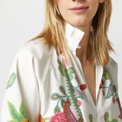 Cerere Blouse In Grenadilla Off White Cotton Popeline -Modezzia Sales S72962 1669