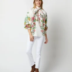 Cerere Blouse In Grenadilla Off White Cotton Popeline -Modezzia Sales S72962 1693