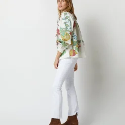 Cerere Blouse In Grenadilla Off White Cotton Popeline -Modezzia Sales S72962 1710