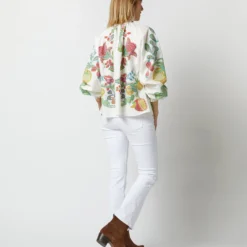 Cerere Blouse In Grenadilla Off White Cotton Popeline -Modezzia Sales S72962 1725