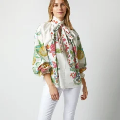 Cerere Blouse In Grenadilla Off White Cotton Popeline -Modezzia Sales S72962 1754