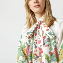 Cerere Blouse In Grenadilla Off White Cotton Popeline -Modezzia Sales S72962 1775