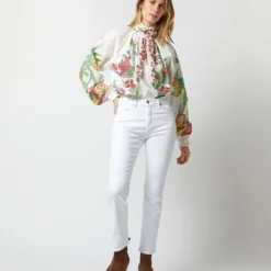 Cerere Blouse In Grenadilla Off White Cotton Popeline -Modezzia Sales S72962 1801