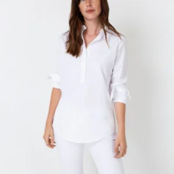Tomboy Popover Shirt In White Poplin -Modezzia Sales S8479 2 4187a849 fca7 4948 867b a620e8a618a8