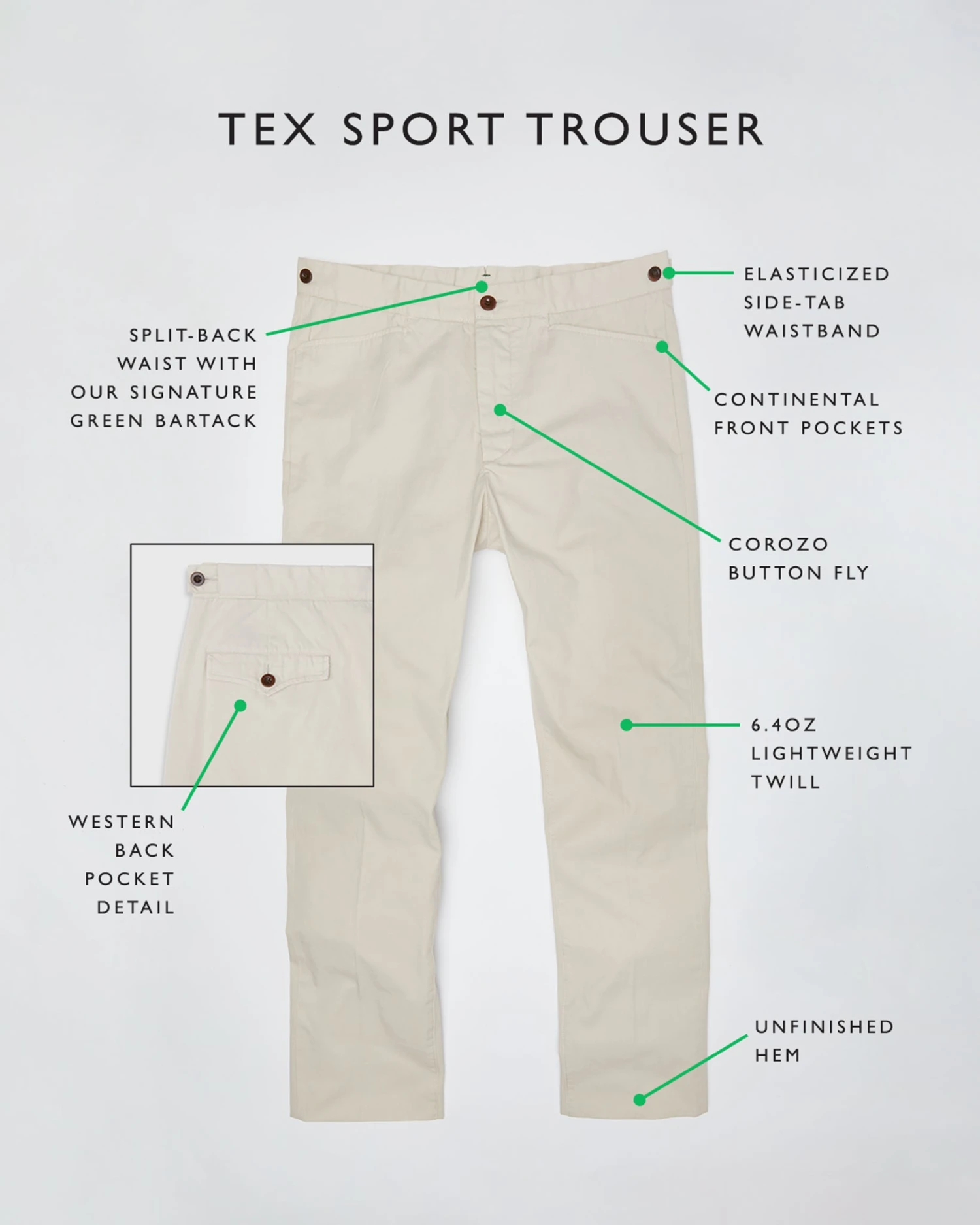 Tex Sport Trouser In Stone Lightweight Twill 7 Tex Sport Trouser In Stone Lightweight Twill - Image 5