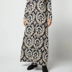 Long Sleeve Swing Dress In Ghirlanda Black Sablé -Modezzia Sales s72951 141